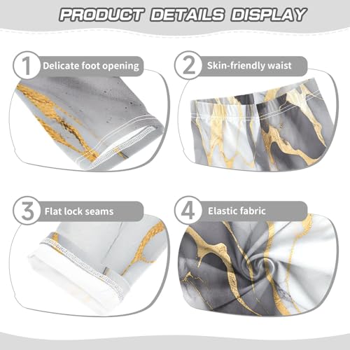 Bolaz Toddler Girls Leggings Printed Yoga Pants Leggings Grey Gold White Marble for Kids3