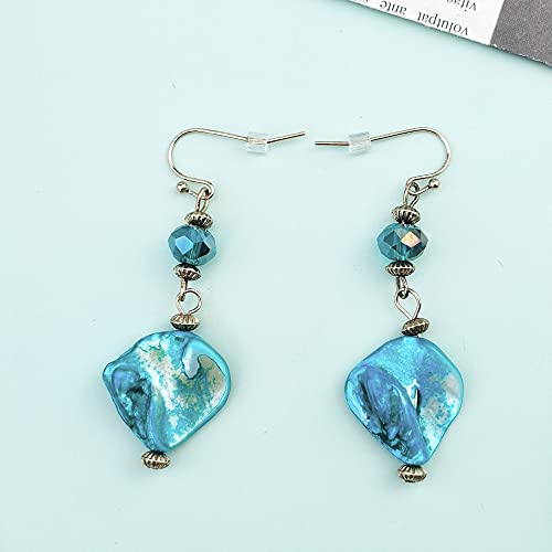 Bocar 2 Strand Statement Choker Shell Necklace and Earring Set for Women Gift (NK-10370-teal) - Thumbnail 5