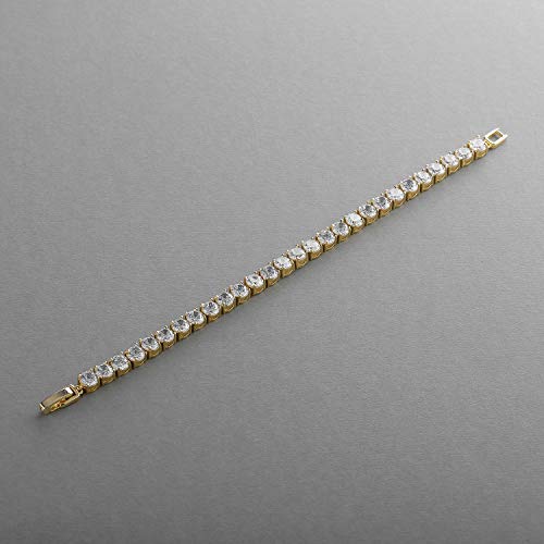 Mariell 14K Gold Plated Cz Crystal Bridal Tennis Bracelet, Petite Size 6 ½", Perfect For Smaller Wrist #TOP1