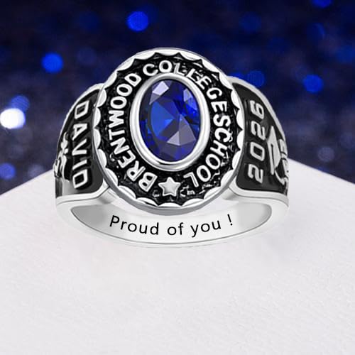 Customized Class Rings for Men Graduation Ring College Ring High School Ring Custom Class Ring for Men University Ring Signet Ring in 10K/14K/18K Gold/Sterling Silver Graduation Rings for Him4