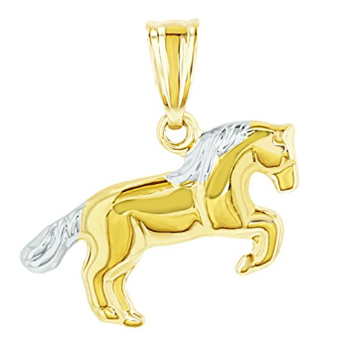 Jewelry America Polished 14k Yellow Gold Running 3D Horse Charm Animal Pendant