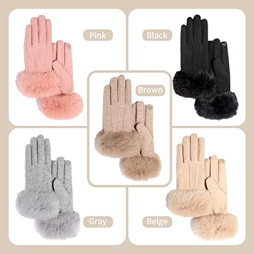 Yuventoo Luvas de inverno feminino Luvas de tela sensível ao toque Luvas térmicas à prova de vento L