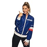 frankreich jacke tech fleece Die blaue Jacke hat dehnbare Bündchen in Weiß und ist auf Brusthöhe mit dem weißen Wort 