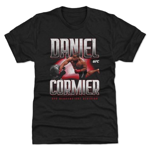 500 LEVEL Daniel Cormier UFC Men's Premium T-Shirt - Daniel Cormier Superman Punch WHT (Tri Black, Large)