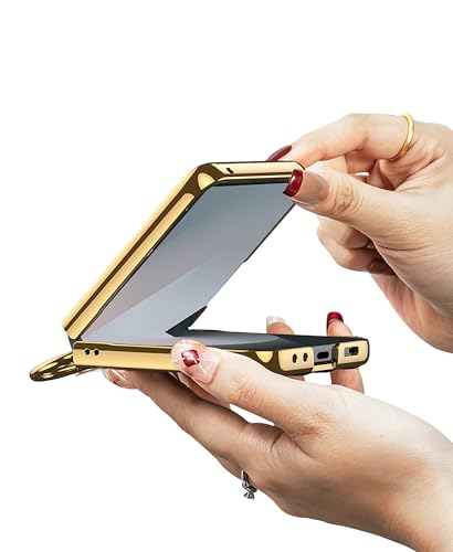 Image of BOUNCEBACK Pu Leather Shiny Bling Electroplated Case /Cover with Ring Holder Cover for Samsung Galaxy Z Flip 6 / Galaxy Flip 7 FE Back Case Cover - (Faux Leather | Shiny Black)