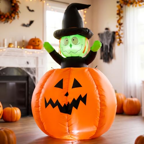 DROFELY 4ft Halloween Pumpkin and Witch Inflatable Pop Up Decoration - image 5