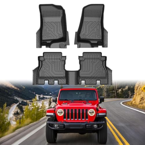 Mixsuper Wrangler Floor mats-Floor mat for 2018-2026 Jeep Wrangler JL Unlimited 4-Door (No 2-Door JK or 4XE) All Weather TPE Floor Liners Protection for Wrangler Accessories 2 Row Anti-Slip Car Mats