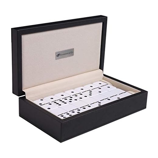 Silverman & Co. Double 6 Large White Domino Set - Black Case