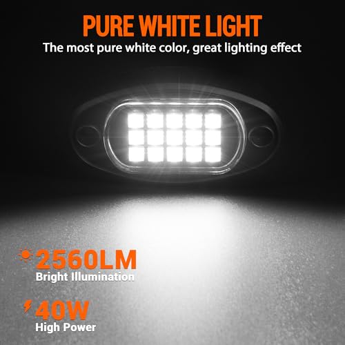 MNJ MOTOR Pure White LED Rock Lights 8 Pods - Waterproof LED Underglow Light, Underbody Glow Lamp for Car Truck ATV UTV SUV Offroad Boat - Thumbnail 2