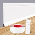 Raycity Rubber Baseboard Trim - 4 Inch x 20 Feet Vinyl Base Cove molding, Peel and Stick Baseboard Self Adhesive Wall Base Molding Trim Floor Baseboard molding Corner Rubber Moulding Trim (White)