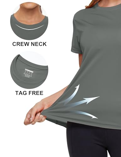 Image of MAGCOMSEN Women's Short Sleeve T-Shirts UPF 50+ Sun Protection Shirts Quick Dry Athletic Running Workout Tops Rash Guard