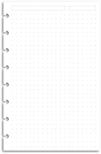 Discbound Paper, Junior Size Dot Grid Sheets - Premium 120gsm Heavyweight Notebook & Planner Refills - 8 Discs, 5.5 x 8.5 in - Punched for Circa, Arc, TUL (50 Sheets)