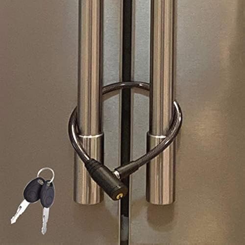 Urban August Child-Proof Refrigerator Lock for Kids & Adults - Lock for French Door Fridge and Cabinet (Regular, Black - 2 Pack)