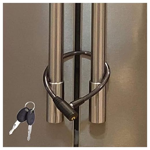 Urban August Original Fridge Lock Cabinet Locks with Keys - 2 Pack French-Door Refrigerator Lock for Kids Adult - Multifunctional Cable Lock for Fridge Cabinet Bike Stroller (Regular, Black - 2 Pack)