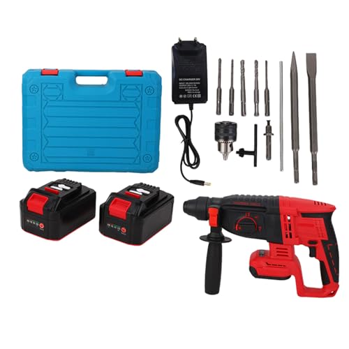 WODHMIEY Akku Bohrhammer 20V SDS Plus bürstenlos mit Sicherheitskupplung 12J Schlagenergie 4 Betriebsarten Drehzahlregelung Wand Baustoffe Renovierung Heimwerker 2x5,0Ah Akku SDS Bohrer 4/5/6/8/10mm