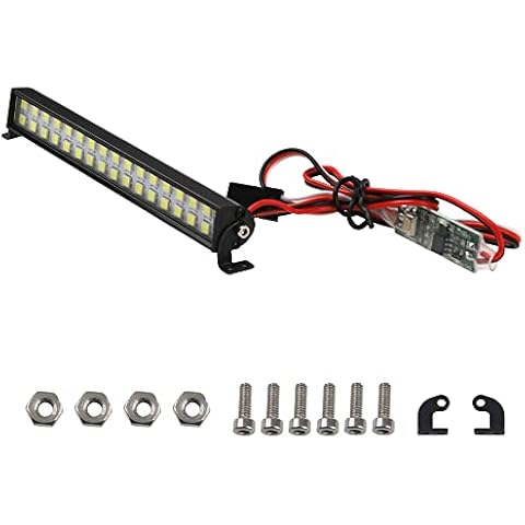 HIRCQOO RC Light Bar Roof LED Lamp Body Shell Double Roof Light Compatible with Traxxas Slash Rustler Trx4 Axial SCX10 Tamiya Wraith D90 Gen8 1/10 Scale RC Crawler Car Truck (32 Led) Cover