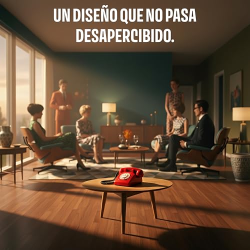 Opis Technology 60s Cable Teléfono Fijo Retro Vintage – Teléfono Antiguo de Disco con Campana Metálica, Cero Radiación y Estilo Clásico de los Años 60, Rojo - imagen 8