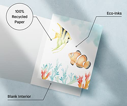 Image of Twigs Paper - Assorted Ocean-Themed Greeting Cards - Stationery Cards with Envelopes - Thank You Card - Blank Note Cards - Greeting Cards for All Occasions - Made in USA (5.5 x 4.25, Set of 12)