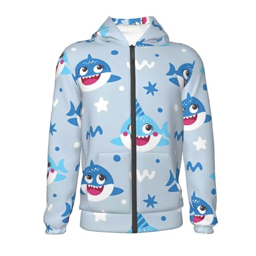 Cute Shark 1 Kids Pullover Hoodies Boys Zip Up Sweatshirts Girls Athletic Clothes with Pocket2