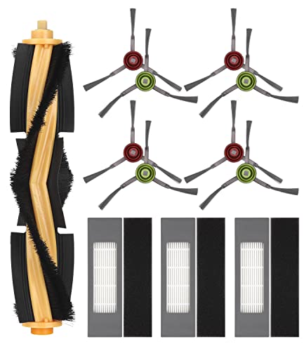 Kit de 12 pièces de rechange compatible avec Ecovacs DEEBOT OZMO T8,1 brosse principale,8 brosses latérales,3 filtres Brosse Filtre de Rechange Ensemble d'accessoires pour Robot Aspirateur Ecovacs Cover