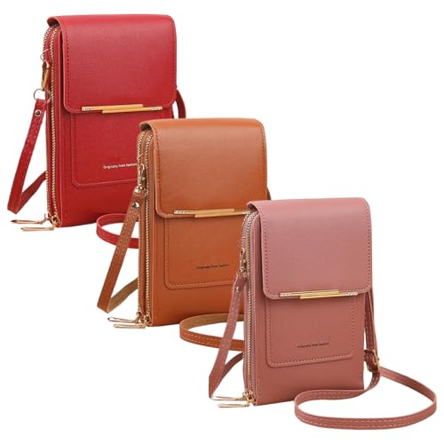 Generico Bolso de hombro | Bolso de hombro pequeño de 4 cm | Börsa a Třacolla de piel PU para mujer Pasaporte móvil lápiz labial dinero viaje compras regalo para Lady Mother Girlfriend, rojo,