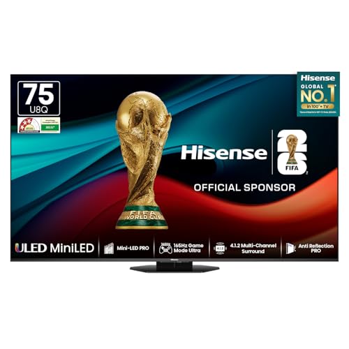 Hisense 189 cm (75 inches) U8Q Series 4K Ultra HD Smart Mini LED PRO TV 75U8Q (Black) view 1