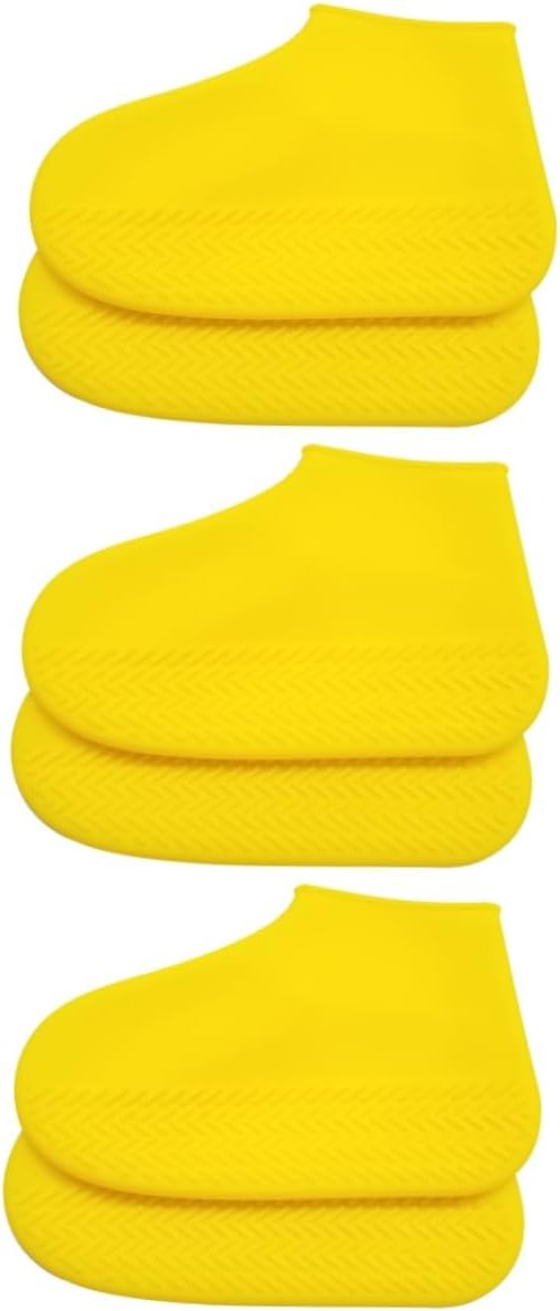 DOITOOL Shoes 3pcs Yellow Anti-skid Sleeves Over Rainproof Protectors Cycling Rubber Boots Silicone Thicken Shoe Men - Cover Women Covers Size Outdoor Menwomen Resistant