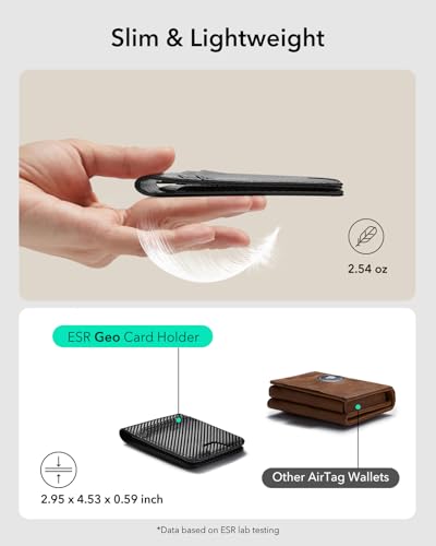 esr geo wallet with find my functionality rfid blocking holds up to 11 cards slim and smart wallet for men replacement for airtag wallet trackerios only not for magsafe carbon fiber