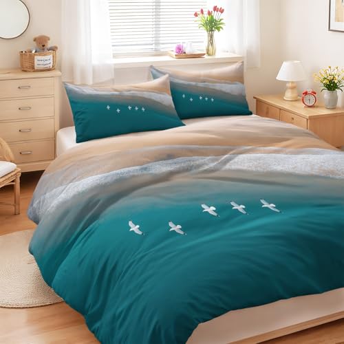Housse de couette mouettes 140x200 fermeture éclair lit infroissable - 4