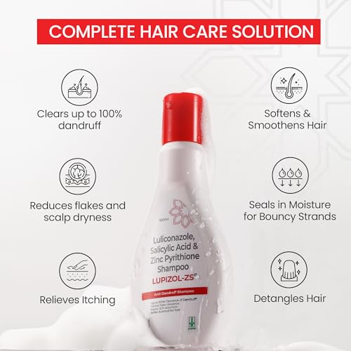 Image of LUPIZOL-ZS Anti Dandruff Shampoo, Reduces Dandruff Upto 100% and Scalp Irritation, Strengthens and Softens Hair, With Luliconazole, Dermatologically Tested, All Hair Types, For Men and Women, 100ml.