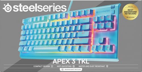 Apex 3 TKL - Tastiera Gaming Aqua - Fattore di forma compatto senza tastierino - Illuminazione RGB a 8 zone - Resiste ad acqua e polvere - Switch da gaming super silenziosi - UK QWERTY - Tastiera gaming - Immagine 10