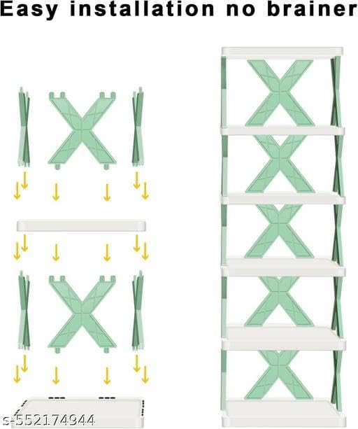 Image of 5 Layer Shoes Rack for Home Plastic,Stand Organizer Stackable Storage Bedroom entryway Slots Shelf Footwear Rack, Multi-Purpose Durable Plastic (6 Layer,) | RR 297