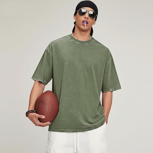 Mens Oversized T Shirts Acid Washed Vintage Loose Fit Unisex Tee Short Sleeve Streetwear Casual T-Shirts4