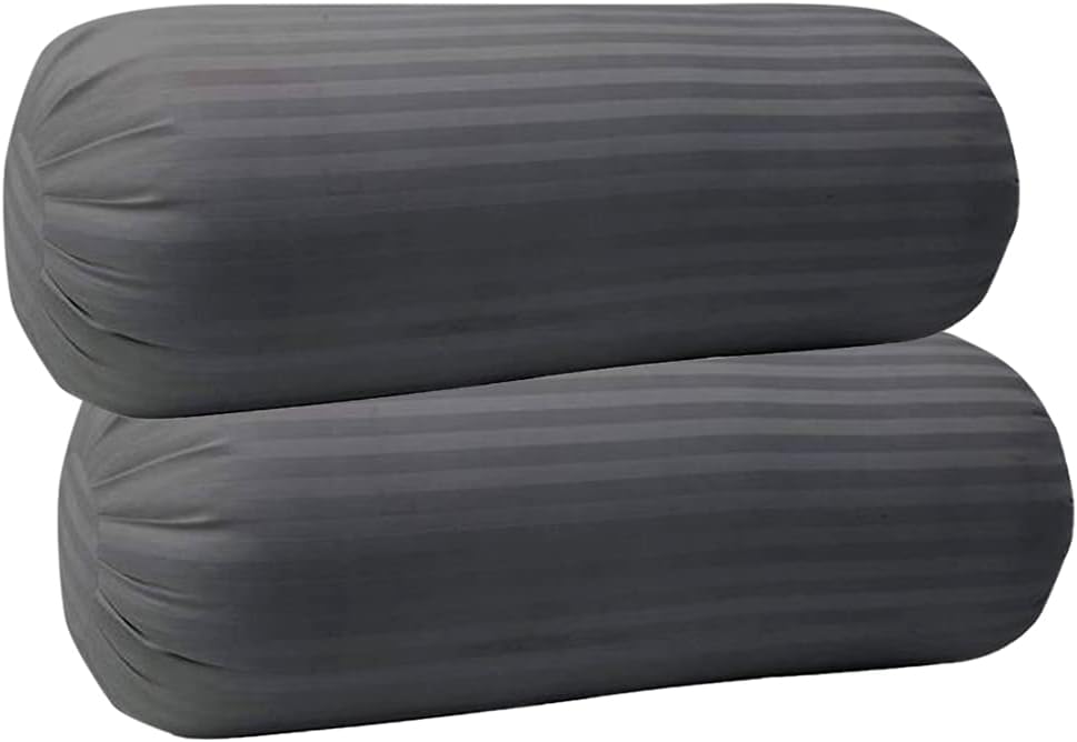 Trance Home Linen 100% Cotton 200TC Bolster Covers (Size : 16" x 32" , Dark Grey - Pack of 2)