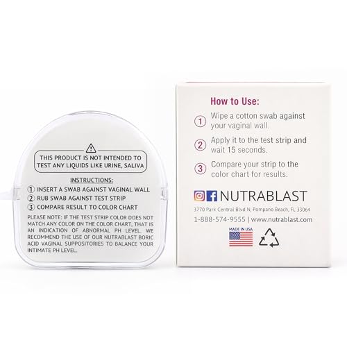 Image of NutraBlast pH Test Strips Kit for Women, Feminine pH Balance Care 100 Tests | Monitor vaginal pH balance and health at home, accurate 3.0-5.5 range, compact resealable tube, fast 15s color read