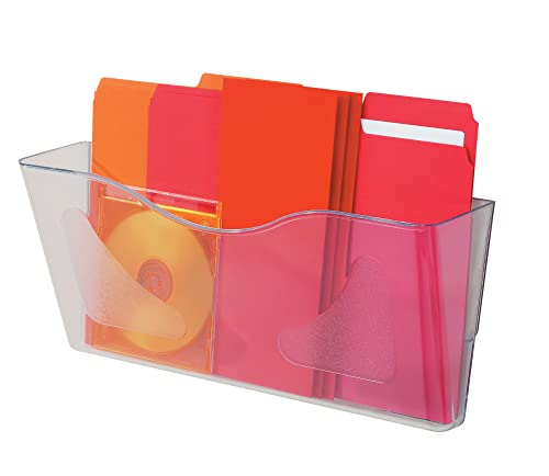 Deflecto Smoke Landscape A4 Wall Mounted Document Holders Set of 3 - A4 Sign Holder - A4 Leaflet Holder Wall Mounted Letter Rack Leaflet Display Stands A4 Poster Holder A4 Menu Holders