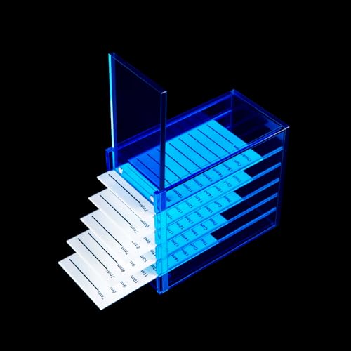 OLACHIKKO Lash Storage Organizer, Upgrade Design Small 5-Layer Lash Trays for Lash Extensions with magnet cover, Blue Semilucent lash tray Organizer, Eyelash Storage Box