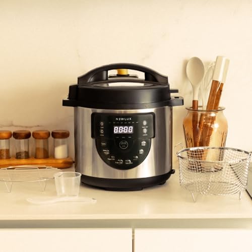 NEWUX- Pentola Programmabile 6L Chef Pot V170 (1000W) Nera. Pentola a Pressione Elettrica con Voce, 15 Funzioni e 4 Livelli di Pressione - immagine 4