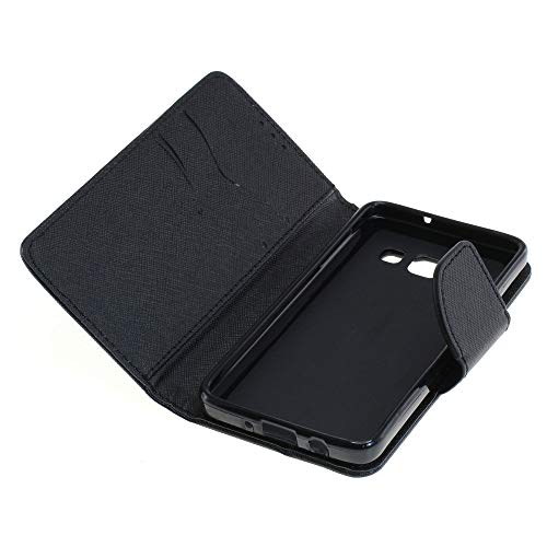 Mobilfunk Krause - Book Hülle Fancy Etui Handytasche Tasche Hülle für Samsung Galaxy A3 (2015) (Schwarz)