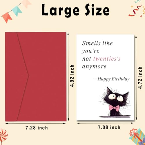 Funny Birthday Card for Women Men - Happy Birthday Card with Premium Envelopes for Wife Husband Friends Coworkers, Unique Birthday Card for 30+, Humorous Greeting Card Gift Decoration