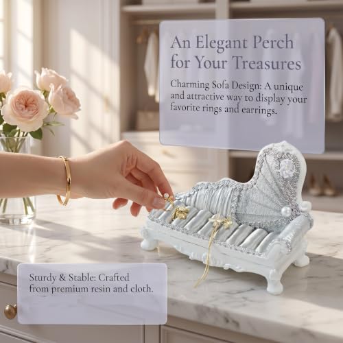 Dzrige Sofa Shaped Jewelry Box Portable Organizer for Rings Earrings Necklaces Bracelets Chic Couch Jewelry Box Women Birthday Christmas Gift - image 2