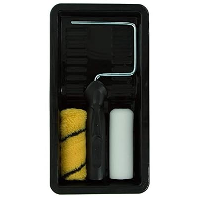 Coral 43102 Max Coat Paint Roller Kit - 4 Inch Mini Rollers for Emulsion/Gloss - 4 Pc Set - Black Paint Tray - Small Paint Roller Kit/Wall Painting - Essential Paint Roller Kit for House Painting