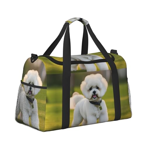 Sac de sport compact imprimé bichon frisé noir format cabine One Size