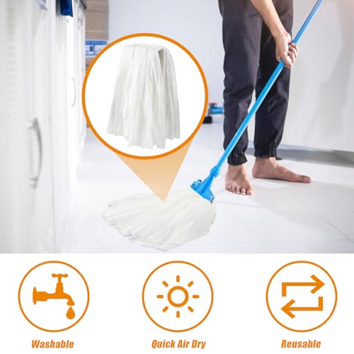 Image of 12 Pcs Disposable Mop Head Replacement Bulk 1.25'' Universal Headband Non Woven Commercial Mop Head Replacement Cut End Looped Open Dust Clamp Mop Head for Floor Cleaning Wet Home Industrial
