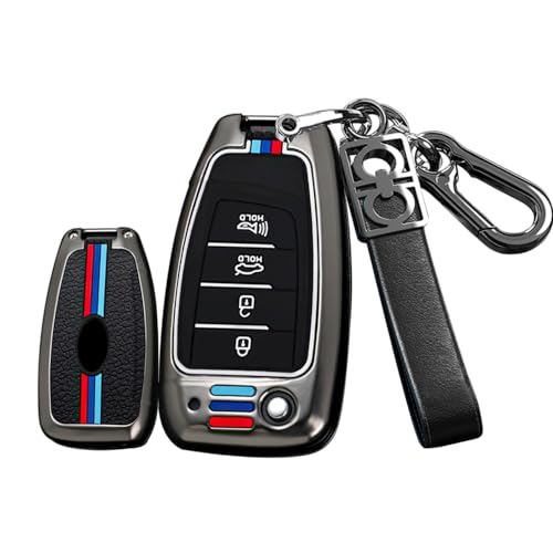 Coque de clé 4 boutons pour Hyundai Tucson et i30 étui noir avec porte-clés