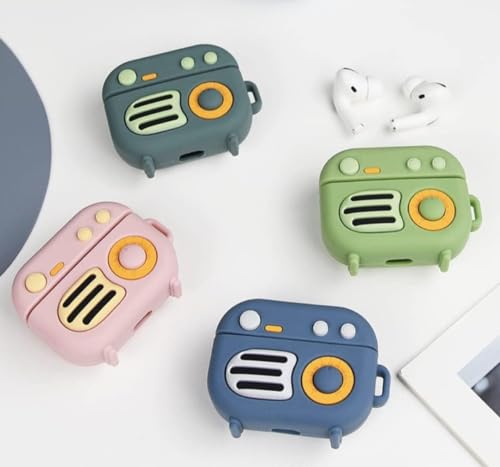 Image of Dezet Cute Soft Silicone Pouh Case for Airpods Pro GEN-2 (2022) � 3D Cartoon Animal Character Cover with Keychain Ring, Shockproof & Dustproof Protective Case for Kids & Girls (REDIO Blue)
