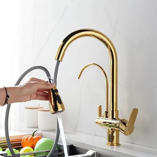 Robinet de cuisine 3 voies noir orientable avec douchette spray LWX