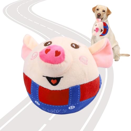 Image of Interactive Talking Pig Plush Toys for Dog - USB Rechargeable & Washable - Musical Pet Toy for Dogs to Play - Vibrating Ball & Plush Pig Dog Toy for Medium & Large Dogs