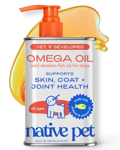 Image of Native Pet Omega 3 Fish Oil for Dogs & Cats - Wild Alaskan Salmon Oil for Dogs Skin and Coat, Supports Joints, Heart & Shedding - Fast-Absorbing Omega 3 6 9 Liquid Supplement - 32oz