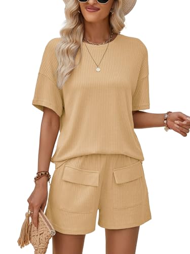 Ensemble femme été 2 pièces survêtement fluide respirant col rond